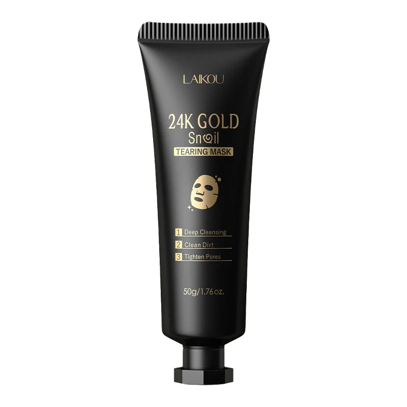 24K Gold Snail Tear off Mask, Deep Cleansing Pore Minimizing, Oil Control Blackhead Removal, Tightening Mask 50G