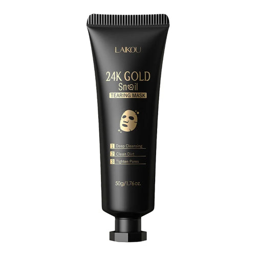 24K Gold Snail Tear off Mask, Deep Cleansing Pore Minimizing, Oil Control Blackhead Removal, Tightening Mask 50G