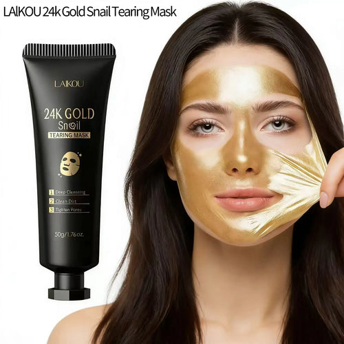 24K Gold Snail Tear off Mask, Deep Cleansing Pore Minimizing, Oil Control Blackhead Removal, Tightening Mask 50G
