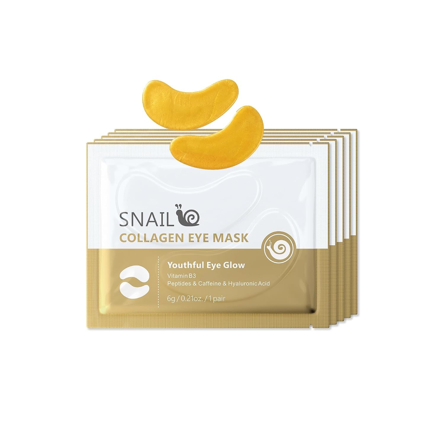 Collagen Eye Patches, Snail Collagen Eye Mask, for Puffy Eyes and Dark Circles, Hydrating & Soothing, Nourishing & Non Irritating Eye Mask, for All Skin Types. (Snail Collagen Eye Mask-5 Pairs)